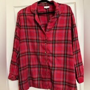 Womens soft flannel 2x red plaid pajama set by J Jill